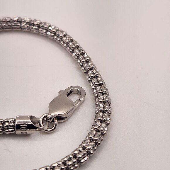10k White Gold Snake Fashion Bracelet 8" - Picture 3 of 6